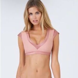 Beach Bunny - Rhonda Cut Out Strap Crop Bikini Top - Rose - Large - New with Tag